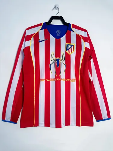 2004/2005 Retro Langarm Atletico Madrid Heim-Fußballtrikot 