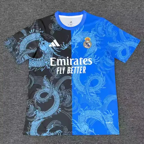 2025/2026 Real Madrid Motif dragon Bleu et Noir Maillot de football  — view 1