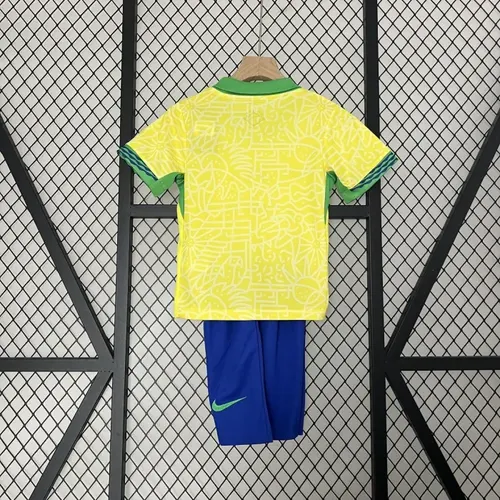 2024 Brazil Home Football Shirt  Kids Size — view 4