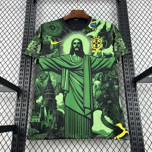 2025 Brasilien Sonderedition Jesus Schwarz Grün Fußballtrikot AAA Fan-Qualität — view 3