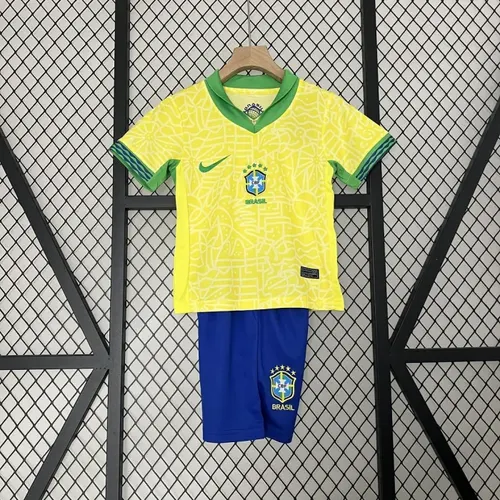 2024 Brazil Home Football Shirt  Kids Size — view 2