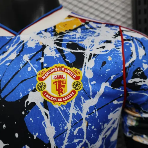 Versão Jogador 2026/2027 Manchester United x Stone Roses Camisa de Futebol Azul   — view 5
