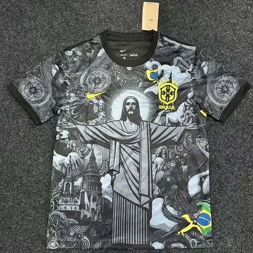 2024 Brasilien Special Edition Jesus Schwarz Grau Fußballtrikot — view 6