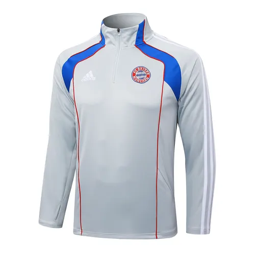 2025/2026 Bayern Munich Half-Pull Training Suit Light Gray Retro Style Football Shirt  Set — view 2