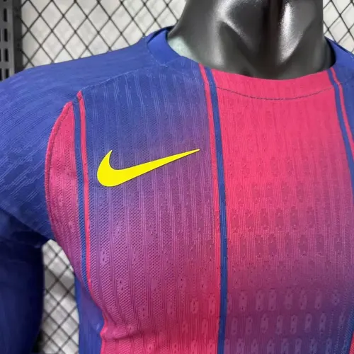 2025/2026 Long Sleeve Player Version Barcelona Home No Ads Football Jersey  — view 6