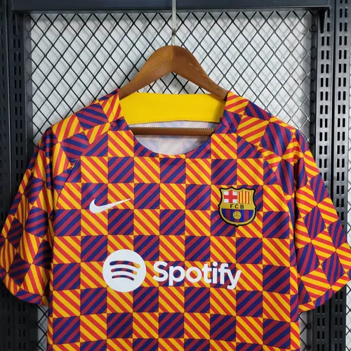 2023/2024 Barcelona Trainingsbekleidung Gestreiftes Karo-Trikot — view 4