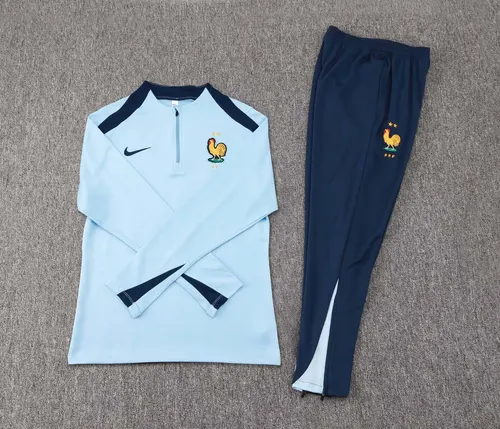 Survêtement d'entraînement France 2024 demi-fermeture Bleu Bébé Ensemble maillot de football — view 3