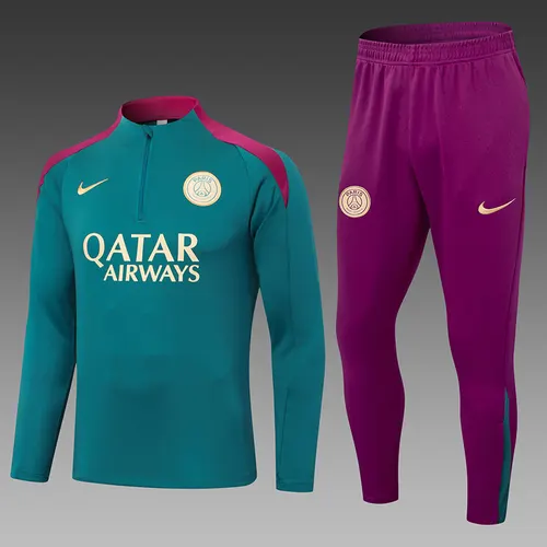 2024/2025 Psg Paris Saint-Germain Half-Pull Training Suit Blackish Green Set — view 1
