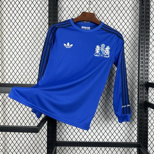 Camisa Versão Jogador Manga Longa Azul Edição Conjunta Manchester United 2024/2025 