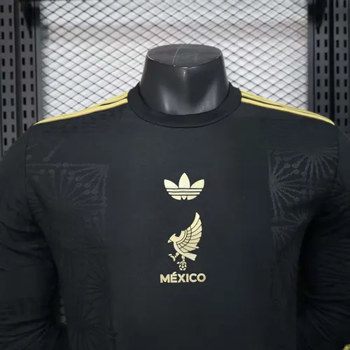 Maillot de football noir manches longues version joueur édition spéciale National Mexique 2025 AAA qualité fan — view 4