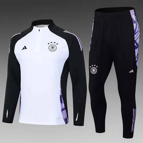 2024-2025 Deutschland Half-Pull Trainingsanzug Weiß Trikot-Set — view 1