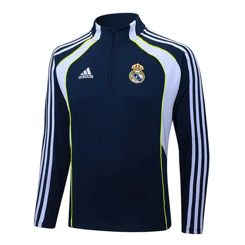 2025-2026 Real Madrid Retro Royal blue Half-Pull Training Suit Football Shirt  Set — view 3