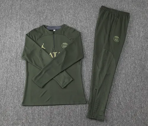 2023-2024 PSG Paris Saint-Germain Halb-Reißverschluss Trainingsanzug Olivgrün Set — view 7