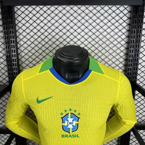 2025/2026 Langarm Player Version Brasilien Heim Fußballtrikot  — view 3