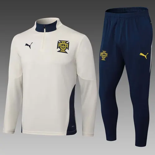 2025 Portugal Half-Pull Trainingsanzug Weiß Fußballtrikot AAA Fan-Qualität Set — view 1