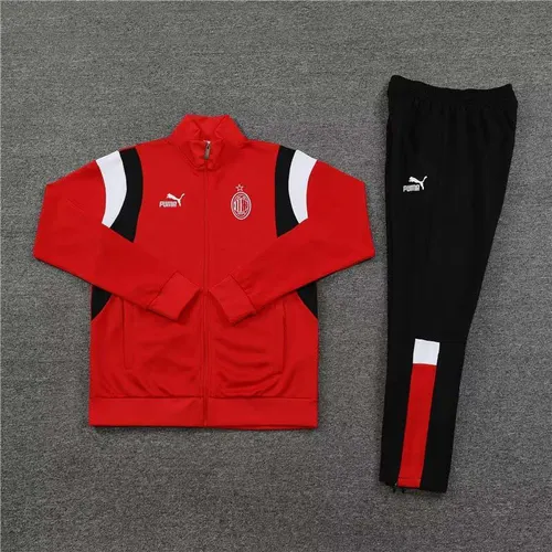 2023/2024 AC Milan Lang-Reißverschluss-Jacke Rot Soccer-Trikot  Set — view 2