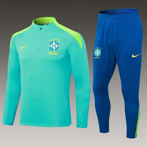 2024 Brazil Half-Pull Training Suit Light green Football Shirt  Set — view 1