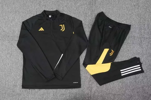 2023/2024 Juventus Halb-Reißverschluss Trainingsanzug Schwarz Fußballtrikot  Set — view 3