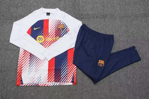 2023/2024 Barcelona Edición Especial Mono de Entrenamiento Semi-Cremallera Blanco Conjunto de Camiseta — view 3