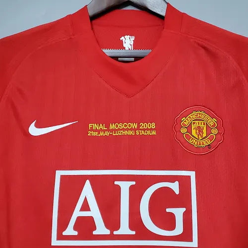 قميص كرة قدم مانشستر يونايتد المنزلي رجعي دوري أبطال أوروبا 2007/2008 جودة تايلاندية — view 3