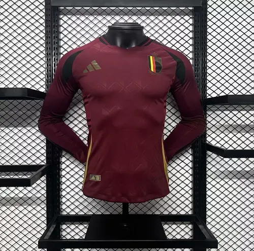 2024-2025 Spielerversion Belgien Nationalmannschaft Heim Langarm-Trikot