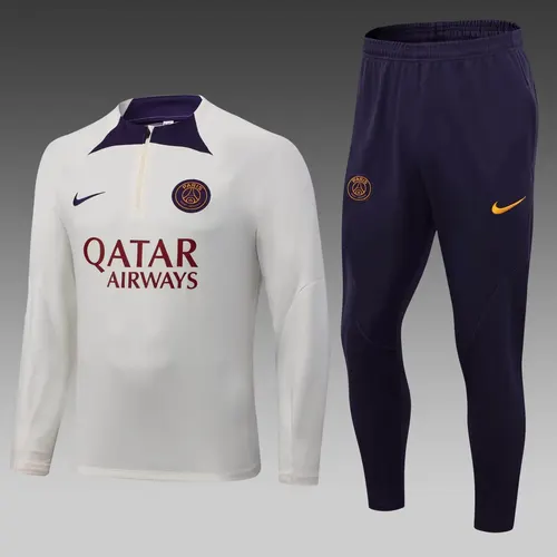 2023/2024 Psg Paris Saint-Germain Half-Pull Training Suit Off White Set — view 1