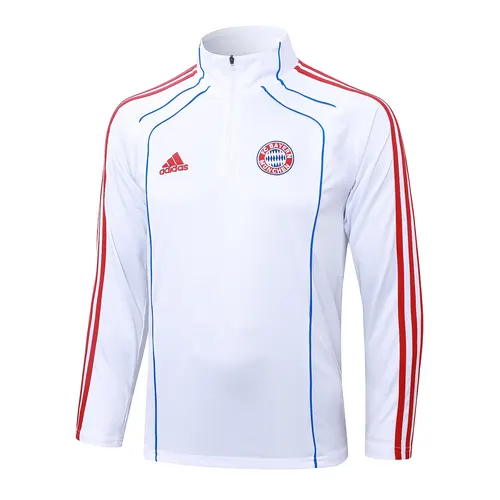 2025/2026 Survêtement Demi-Traction Bayern Munich Blanc Style Rétro Maillot Football  Ensemble — view 3