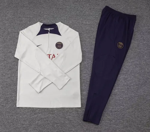 2023/2024 Psg Paris Saint-Germain Half-Pull Training Suit Off White Set — view 7