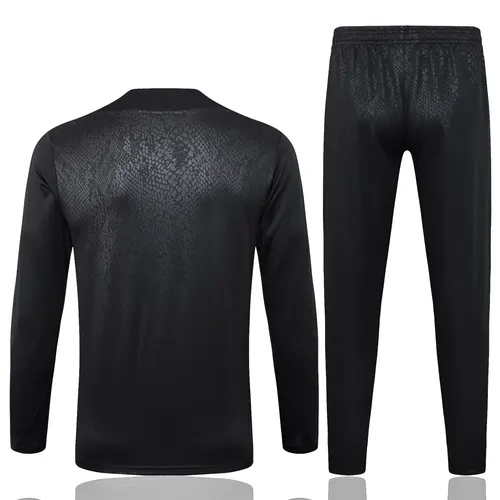 2025/2026 Barcelona Half-Pull Trainingsanzug Schwarz Verbundausgabe Trikot Set 01 — view 2