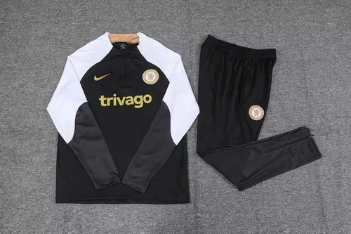 2023/2024 Chelsea Half-Pull Training Suit Black Football Shirt  Set — view 3
