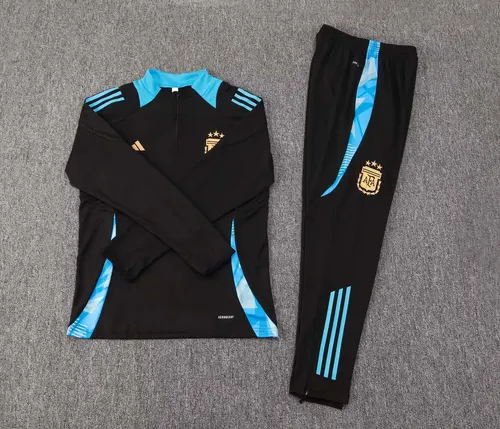 2024 Argentina Half-Pull Training Suit Black Football Shirt  Set — view 3
