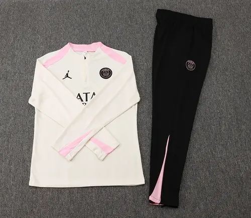 2024/2025 Psg Paris Saint-Germain Half-Pull Training Suit Beige with pink Set — view 7