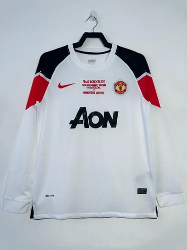2010/2011 Retro Manga Larga Manchester United Equipación Visitante Camiseta de Fútbol  (versión Champions League) — view 1