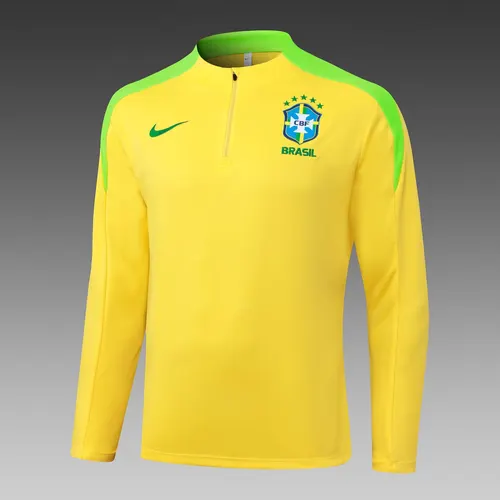 2025 Survêtement Entraînement Mi-Zip Brésil Jaune Maillot AAA qualité fan Ensemble — view 3