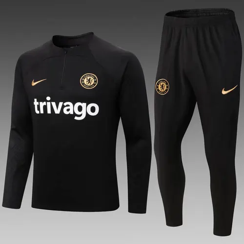 2022/2023 Chelsea Halb-Reißverschluss Trainingsanzug Schwarz Fußballtrikot  Set — view 1
