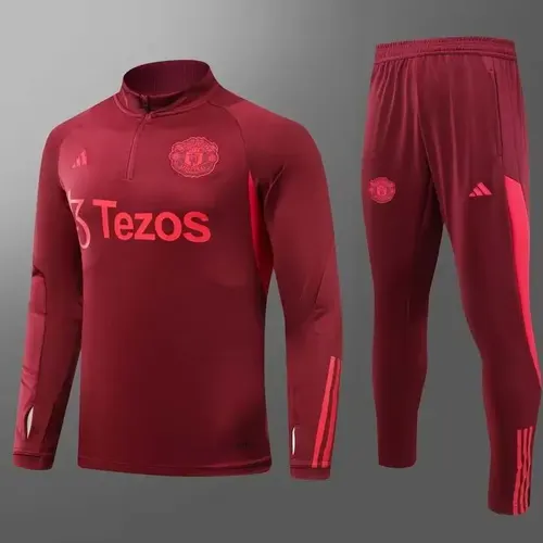 Chándal de Entrenamiento Media Cremallera Manchester United 2023/2024 Rojo Púrpura Camiseta de Fútbol  Set — view 1
