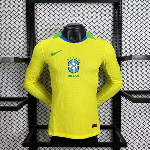 2025/2026 Langarm Player Version Brasilien Heim Fußballtrikot 