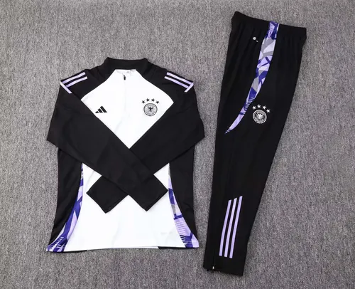 2024-2025 Deutschland Half-Pull Trainingsanzug Weiß Trikot-Set — view 3