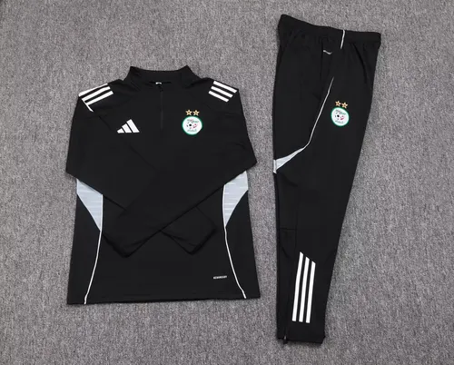 2025 Algerien Nationalmannschaft Halb-Reißverschluss Trainingsanzug Schwarzes Shirt Set — view 7
