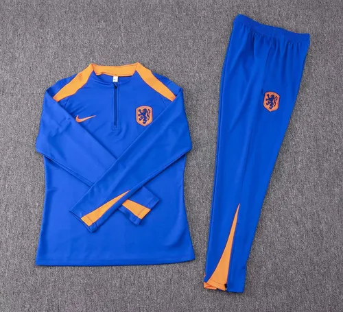 2024 Niederlande Halb-Reißverschluss Trainingsanzug Bunt Blau Fußballtrikot AAA Fan-Qualität Set — view 3