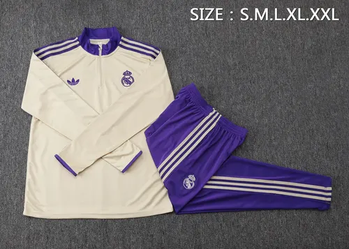 Chándal de entrenamiento con media cremallera Edición Retro albaricoque de Real Madrid 2025/2026 Camiseta de fútbol Calidad Thai Set — view 5