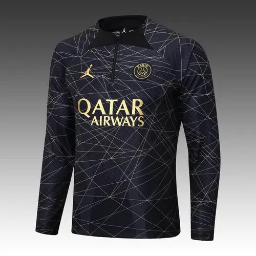 2022/2023 PSG Paris Saint-Germain Halbzug-Trainingsanzug Schwarz-Gold Set — view 3