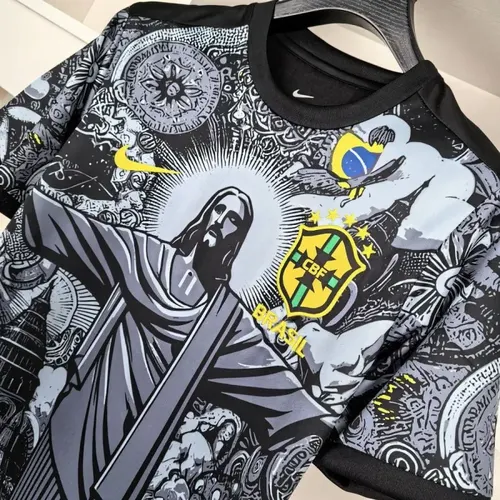 2024 Brasilien Special Edition Jesus Schwarz Grau Fußballtrikot — view 3