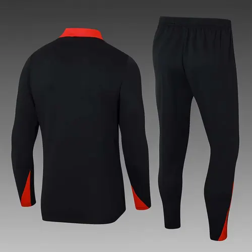 Conjunto de Camiseta de Fútbol 2024 Portugal Entrenamiento Semi-Cuello Negro — view 2