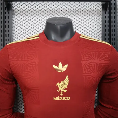 2025/2026 قميص منتخب المكسيك الوطني الإصدار الخاص أحمر كم طويل نسخة اللاعب جودة تايلاندية — view 3
