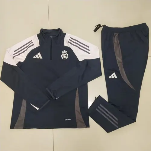 2024/2025 Real Madrid Royal Dark Gray Half-Pull Training Suit Football Shirt  Set — view 7