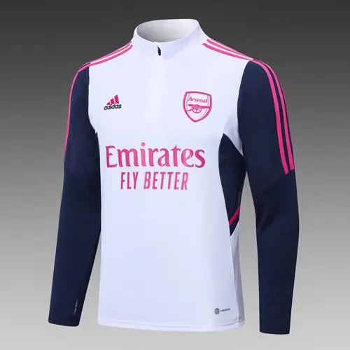 2022/2023 Arsenal Half-Pull Trainingsanzug Weiß Fußballtrikot AAA fan-gradät Set — view 3