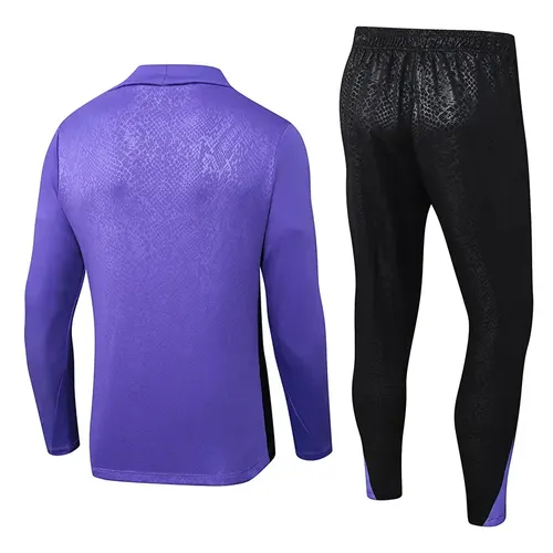 2025/2026 Barcelona Halbzug Trainingsanzug Lila Verbundausgabe Trikot Set — view 2