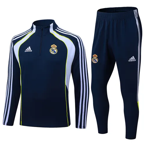 2025-2026 Real Madrid Retro Royal blue Half-Pull Training Suit Football Shirt  Set — view 1