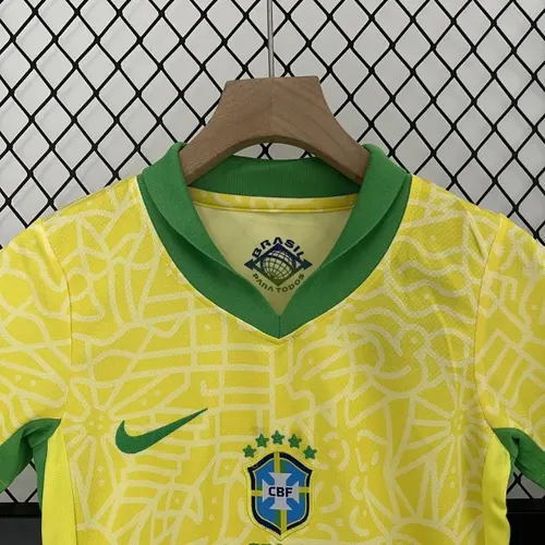 2024 Brazil Home Football Shirt  Kids Size — view 5
